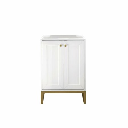 JAMES MARTIN VANITIES Chianti 24in Single Vanity Cabinet, Glossy White, Radiant Gold E303-V24-GW-RGD